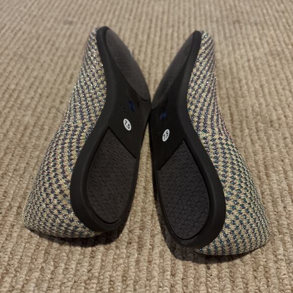 Rothy’s The Point Flats Gold Pink Turquoise Multi Metallic Size 7.5 RETIRED - Picture 5 of 8